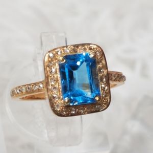 Blue Topaz and Diamond Ring
